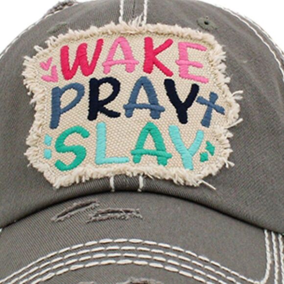 2/$30 Ladies Grey Wake Pray Slay Baseball Hat - Picture 6 of 9